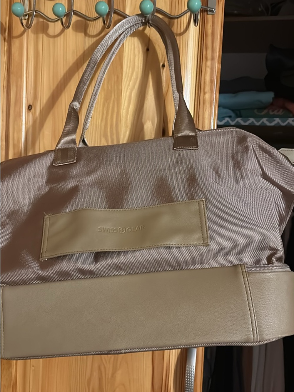 SwissGear Taupe Men's Duffel Bag with Leather-Look Accents